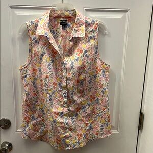 Talbots Multicolor Floral Sleeveless Button-Down Shirt